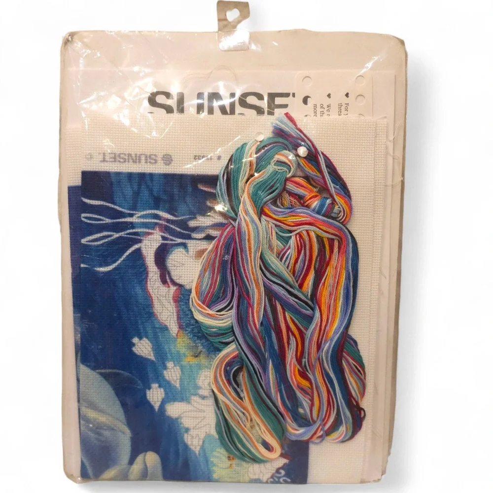 1996 Sunset No Count Cross Stitch Kit Underwater Tranquillity Dolphins